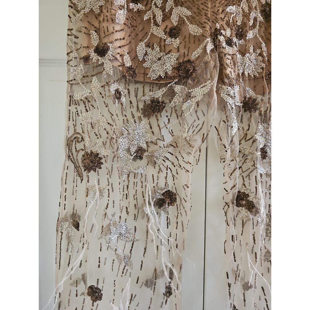 Ralph Lauren Purple Label Sheer Pants Sequin Feathers High Rise Womens XL - Picture 12 of 16